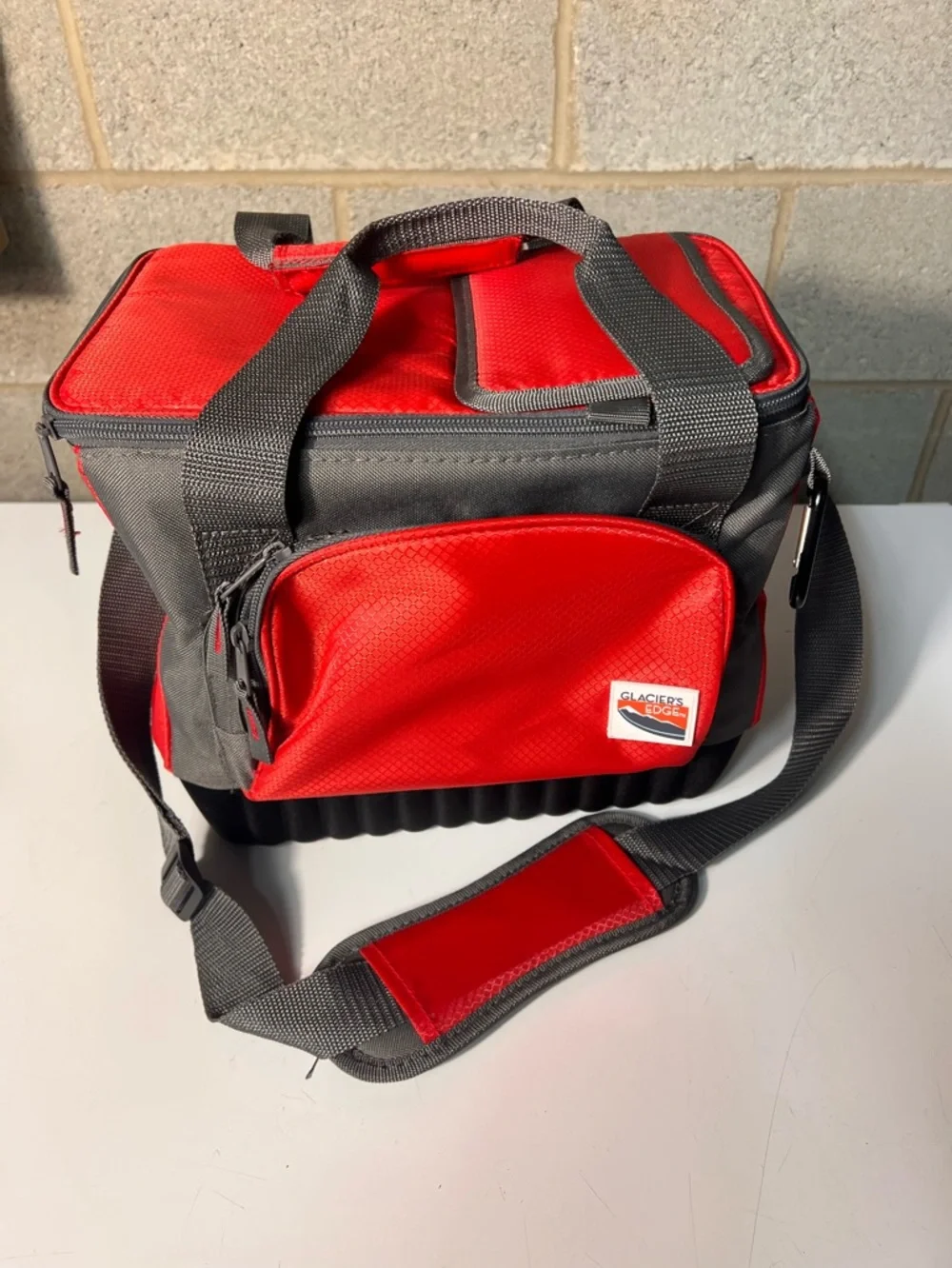 Red and Gray Men's Duffel Cooler Bag with Shoulder Strap